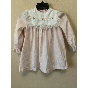 Vintage JcPenny USA Made dress 6 polyester blend pink white lace